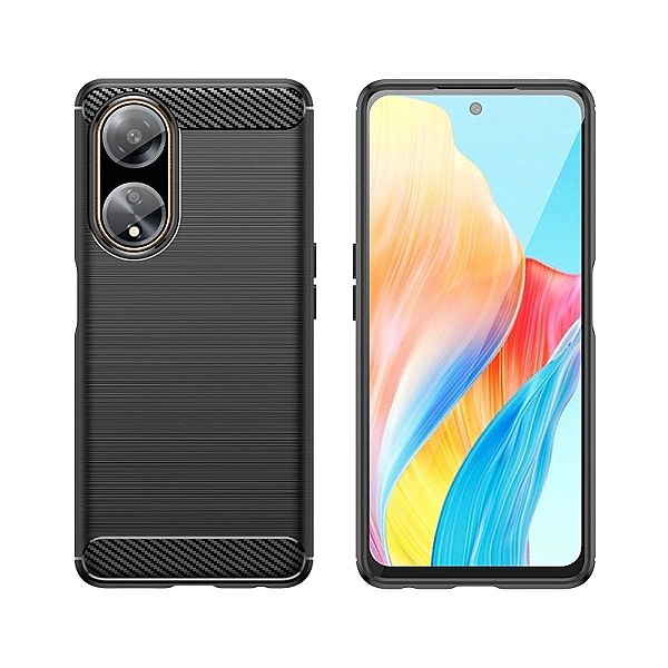 Elastyczne etui wzór karbon do Oppo A98/5G Carbon Case - czarne