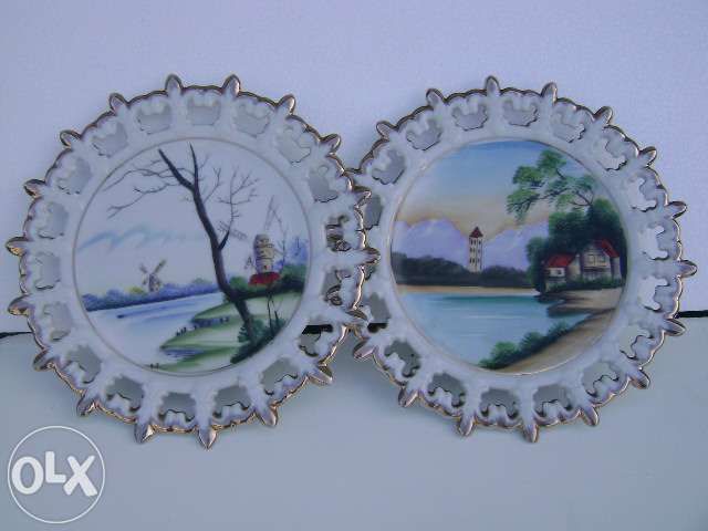 Porcelanas - cerámica - pintado à mão - antiguidade - coleção