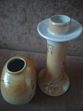 подсвечник и ваза винтаж фаянс керамика