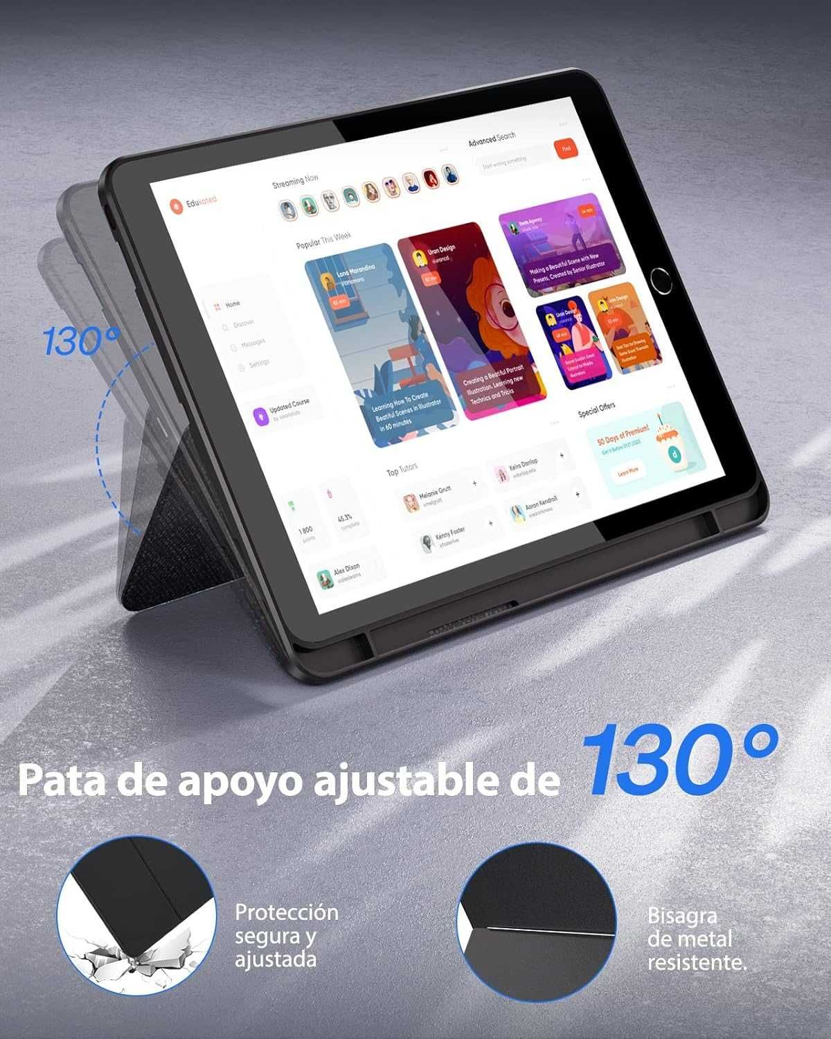 Doohoeek etui klawiatura LED RGB iPad 10.2" iPad 9/8/7 Air 3 Pro 10.5"