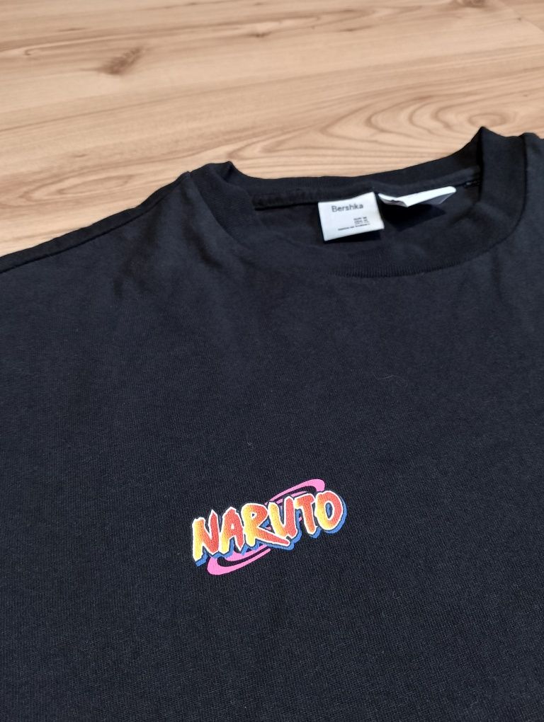 Czarna Koszulka Bershka x Naruto Sasuke vs Naruto