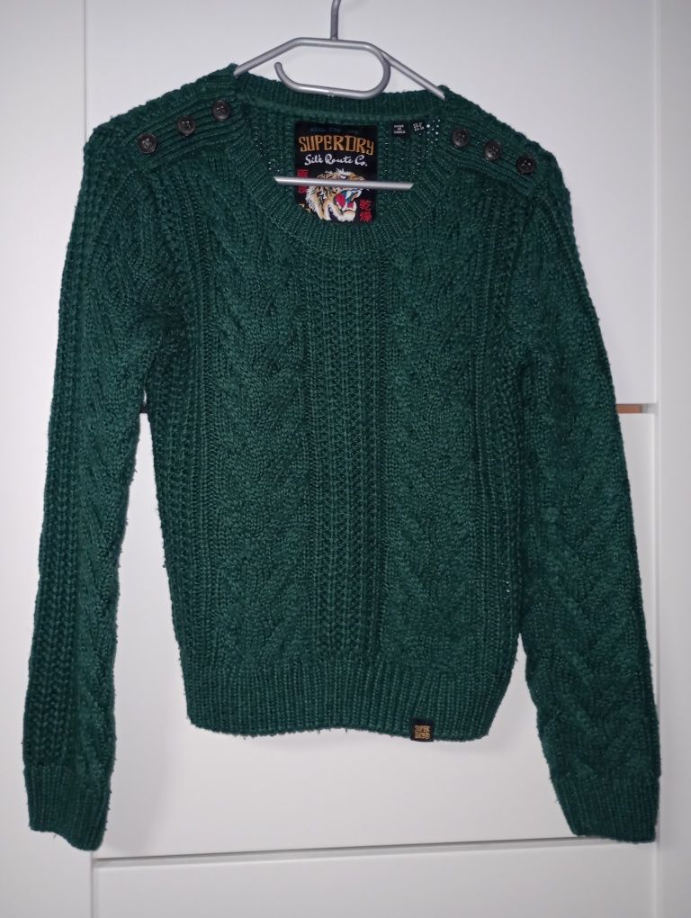 Sweter sweterek SuperDry butelkowa zieleń rozmiar 38