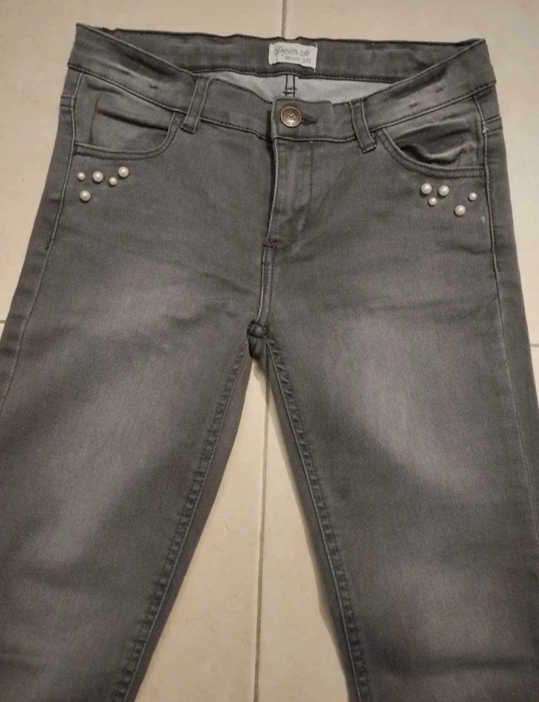 Calças cinza Denim - 11/12 anos