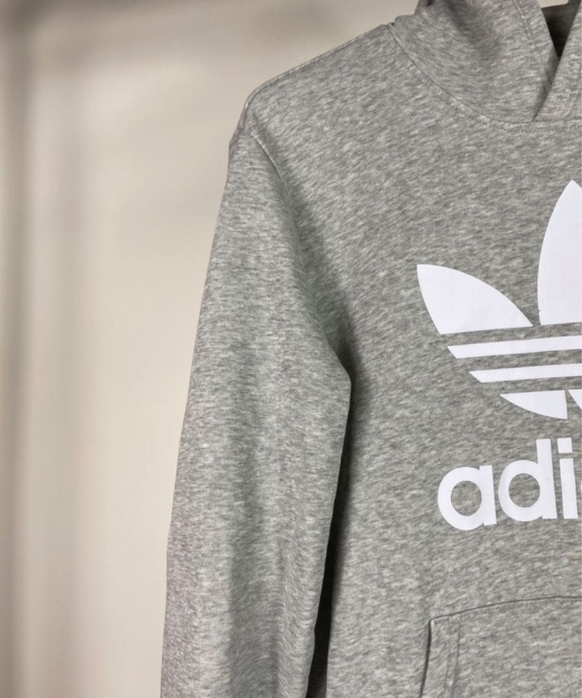 Szara Bluza Hoodie Boxy Grey Y2k Aesthetic Adidas Originals Treofil S