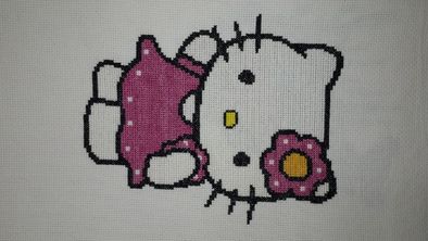 Quadro em ponto cruz da Hello Kitty