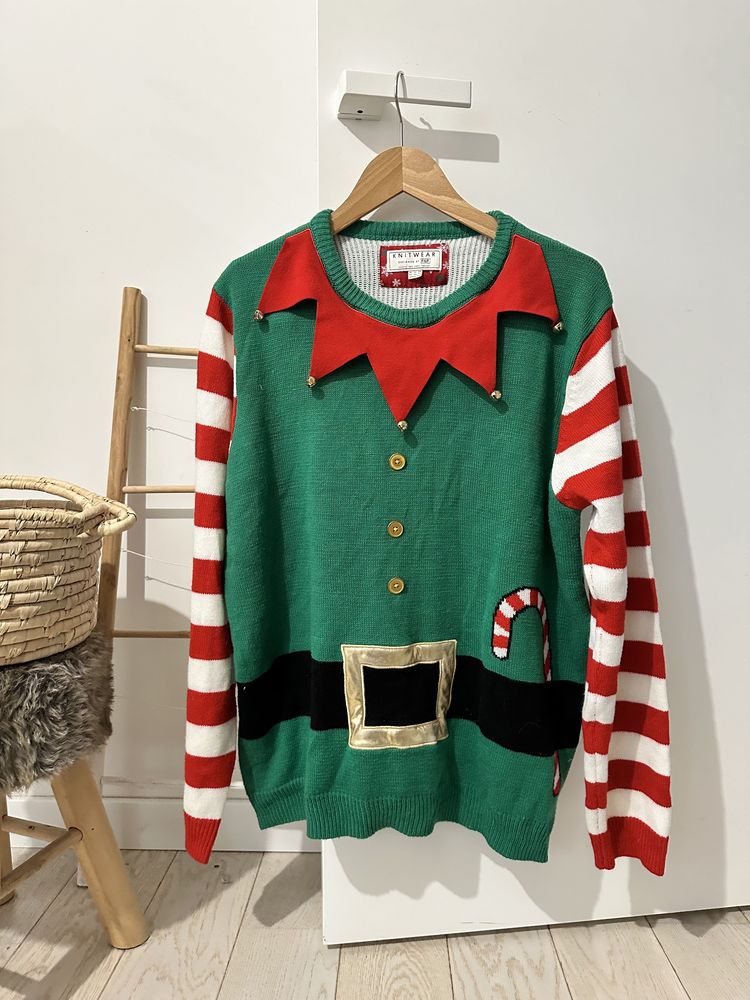 Sweter świąteczny Elf z dzwoneczkami Santa
