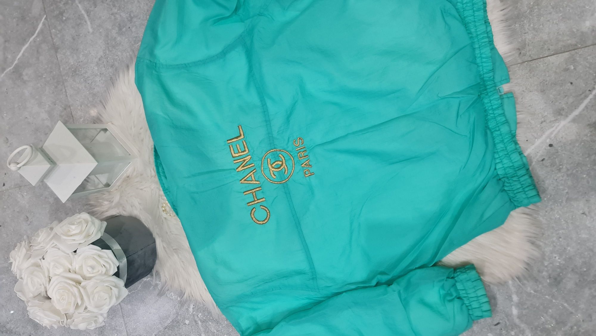 Chanel ortalionowa bluzo kurtka zielona m /L