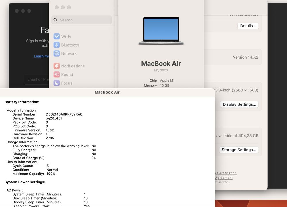 5 циклів Apple Macbook Air 13 2020 M1 16GB RAM 512GB SSD Silver IL6082