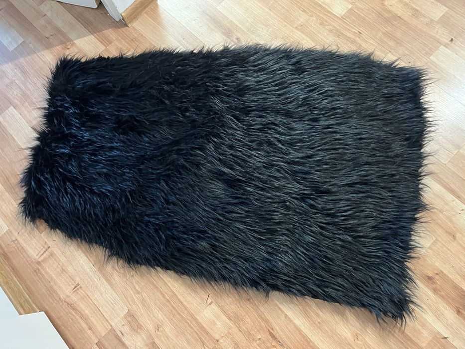Okazja! Nowy! Duży dywan futro najwyższa jakość czarny puszysty