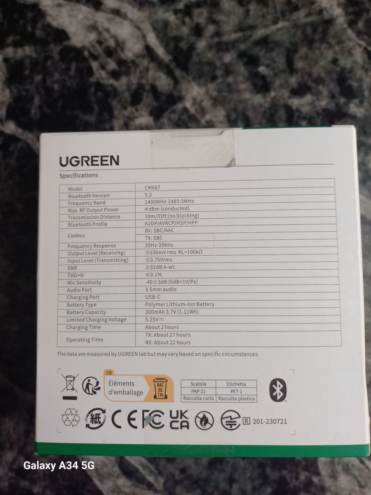Ugreen Bluetooth Audio Receiver/Transmitter  cm667