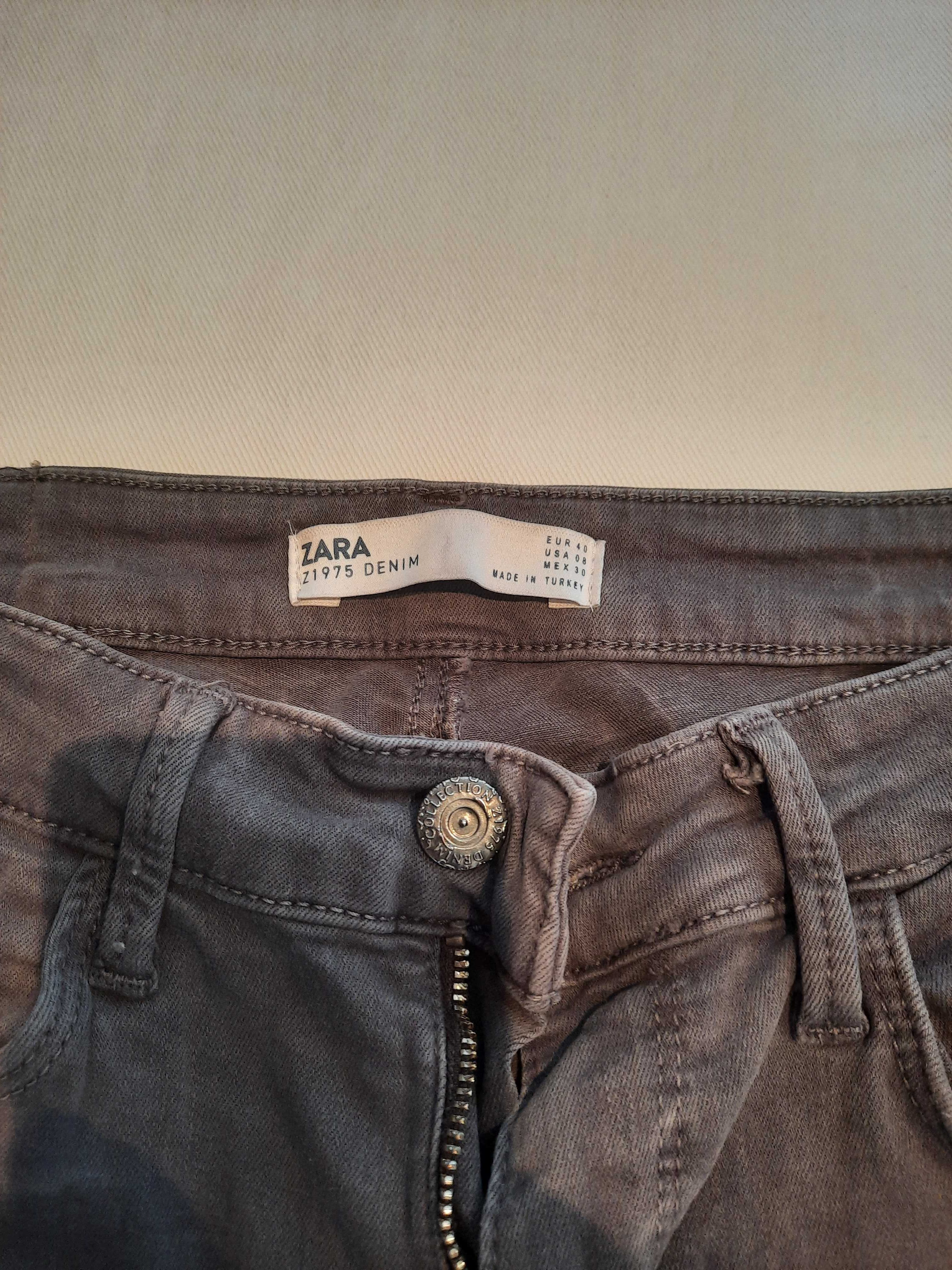 Szare jeansy, spodnie damskie Zara, rozm. 40