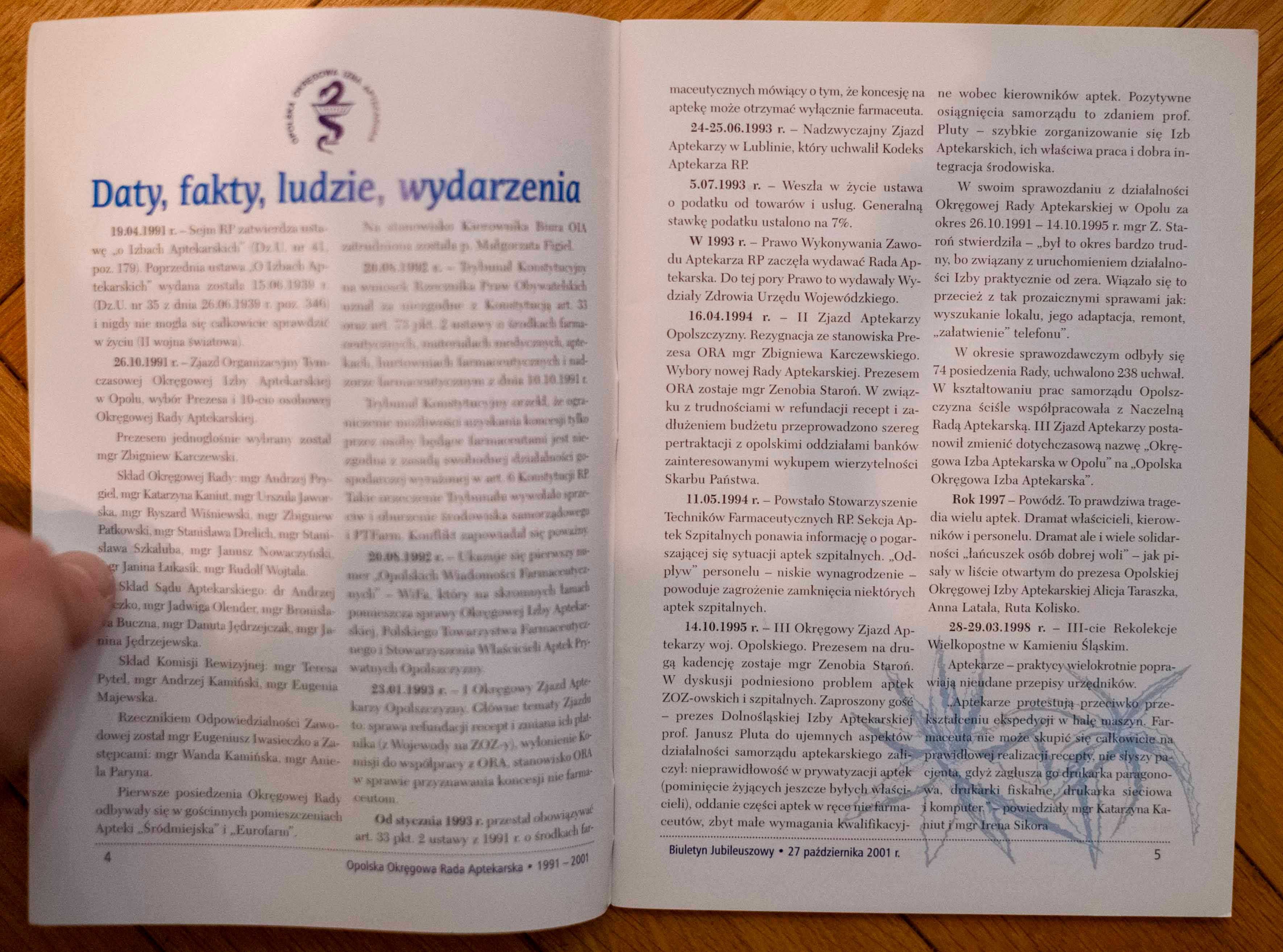 Aptekarska Sztuka Budowania Jedności Biuletyn Jubileuszowy 1991
