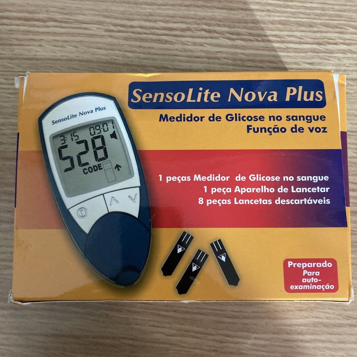 Medidor de glicose com voz Portuguesa – SensoLite Nova Plus - Novo