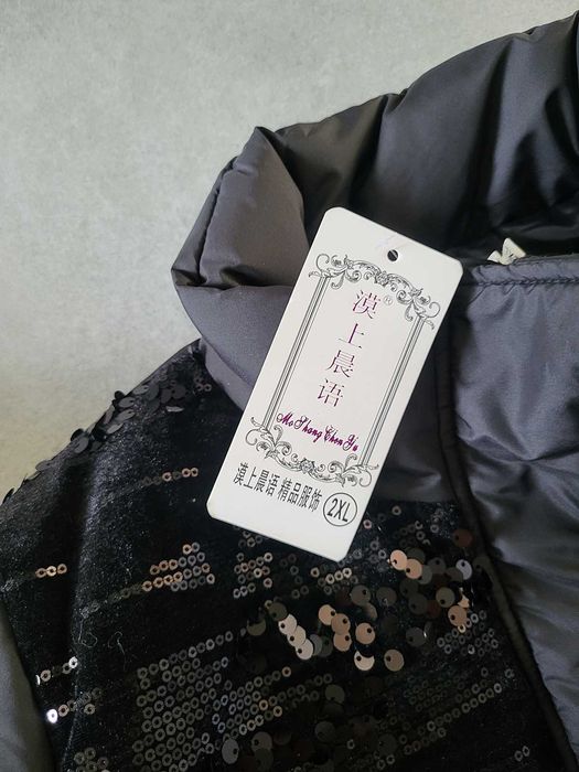 Nowa czarna kurtka damska cekinowa welur glamour jesień zima M L