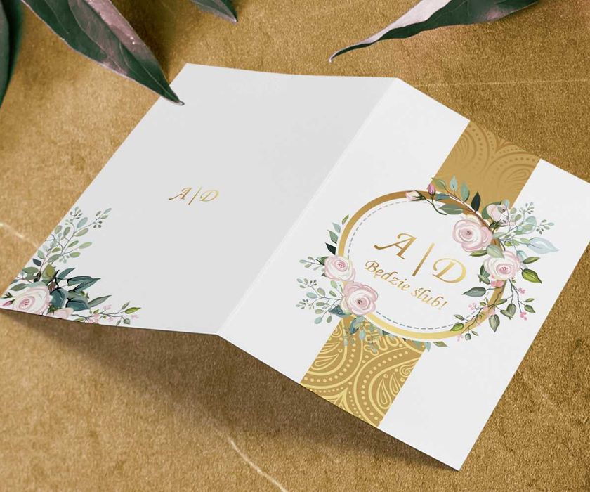 Kwiatowe zaproszenia ślubne żółte