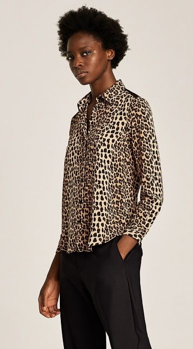 ZARA bluzka animal print z koronką 34/XS
