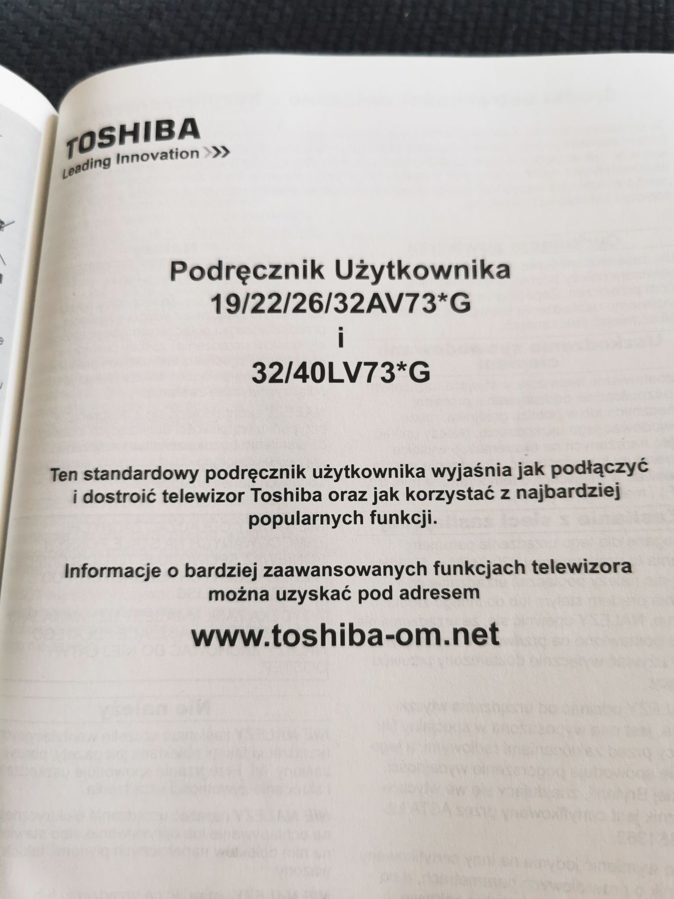 Instrukcja do TV Toshiba LV73G i AV73G