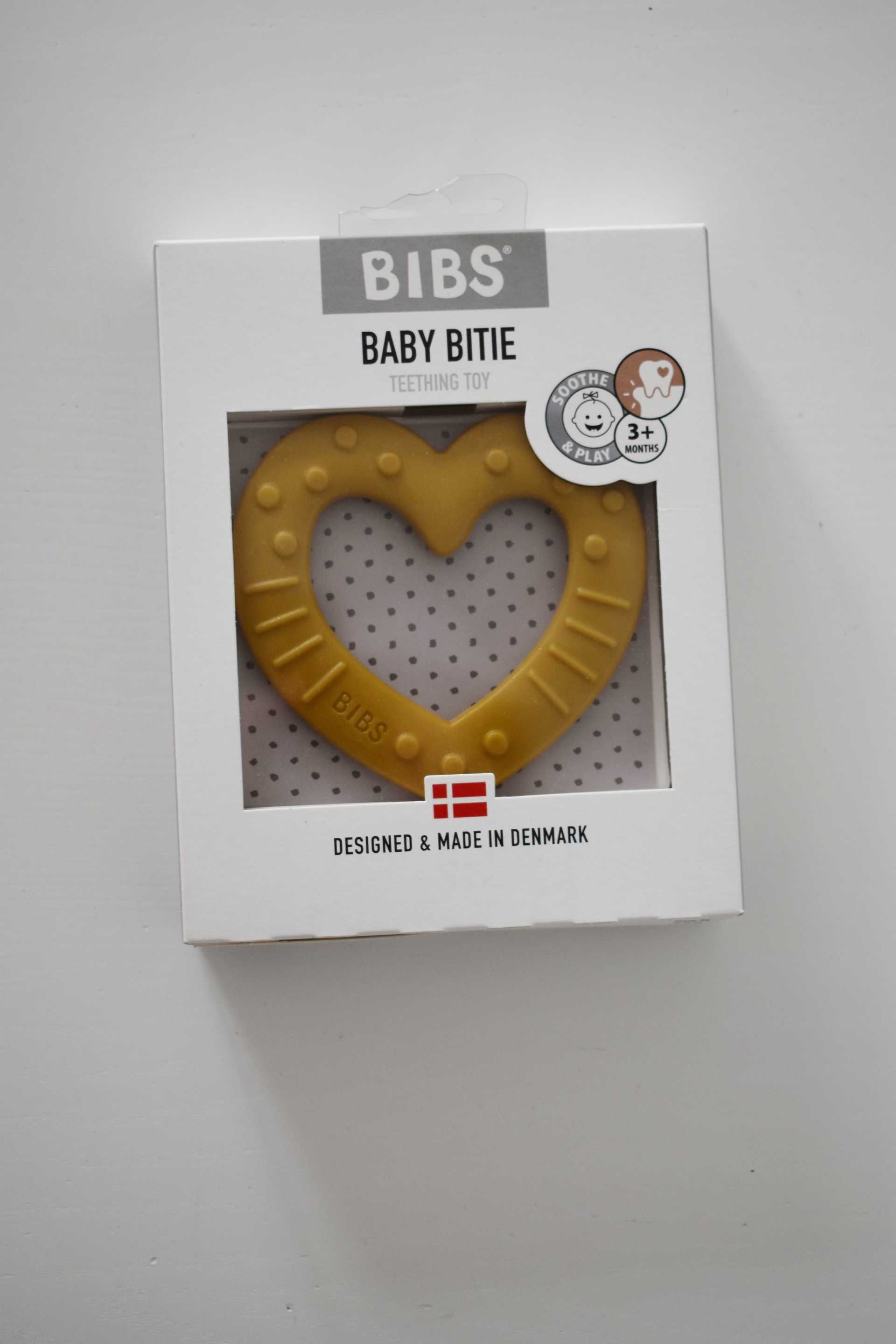 Bibs Baby Bitie Gryzak Serce Mustard Bez BPA +3m