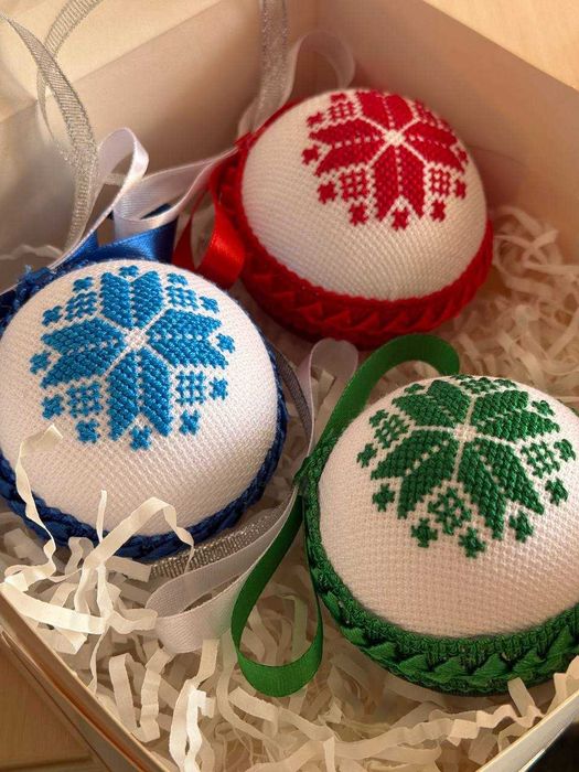 Набір новорічних кульок ручної роботи