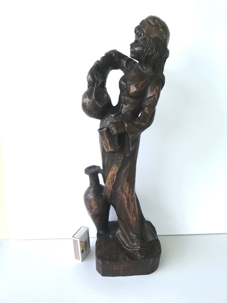 Stara Figurka Drewno Dama Dzban 42cm !