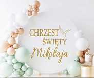 Naklejka Samoprzylepna Na Chrzest Ściankę Koło 60cm Imię Gołąb Złota