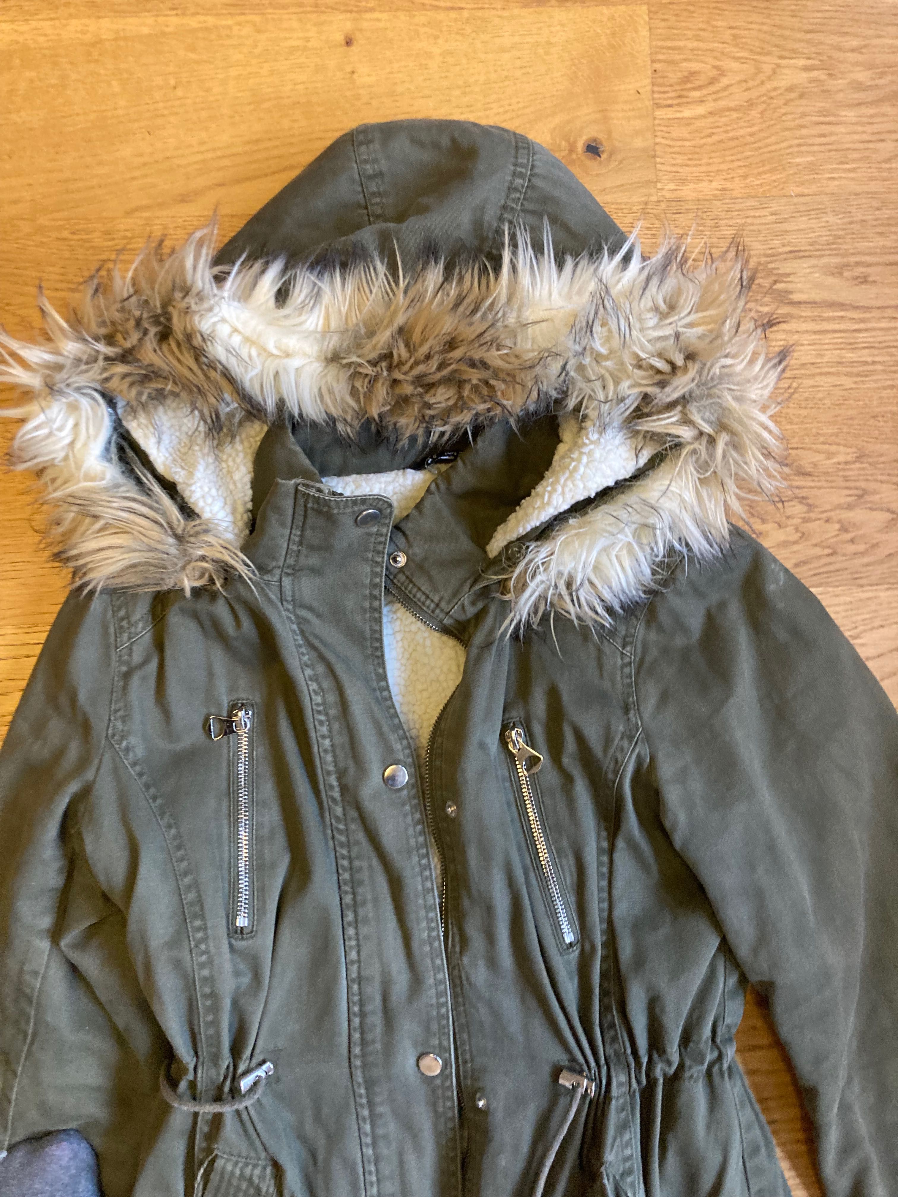 Kurtka S 36 Select parka na polarze z kapturem khaki Warszawa ciepła