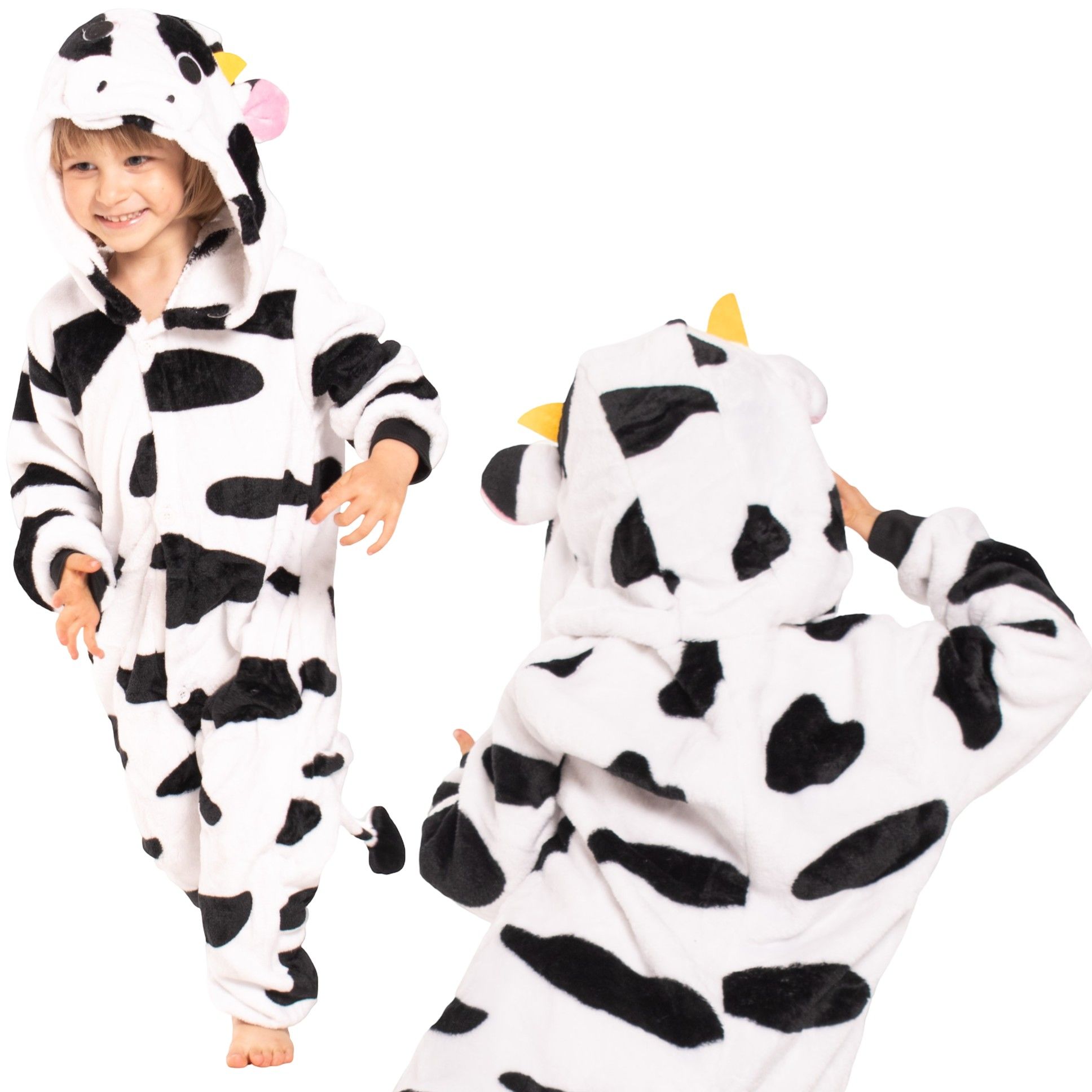 Piżama Dla Dzieci Kigurumi Onesie Kostium Krowa Biało Czarna 135-145cm