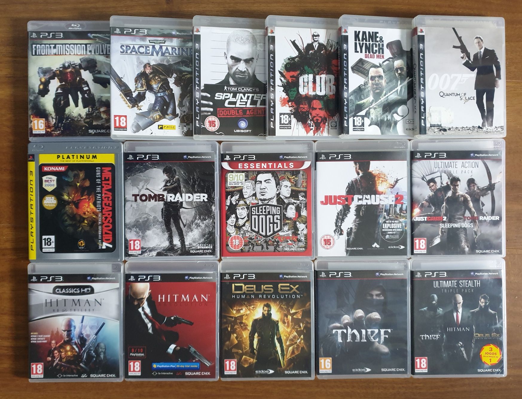 Hitman,Deus Ex,Tomb Raider,Thief,Just Cause,Club,Metal Gear Solid PS3