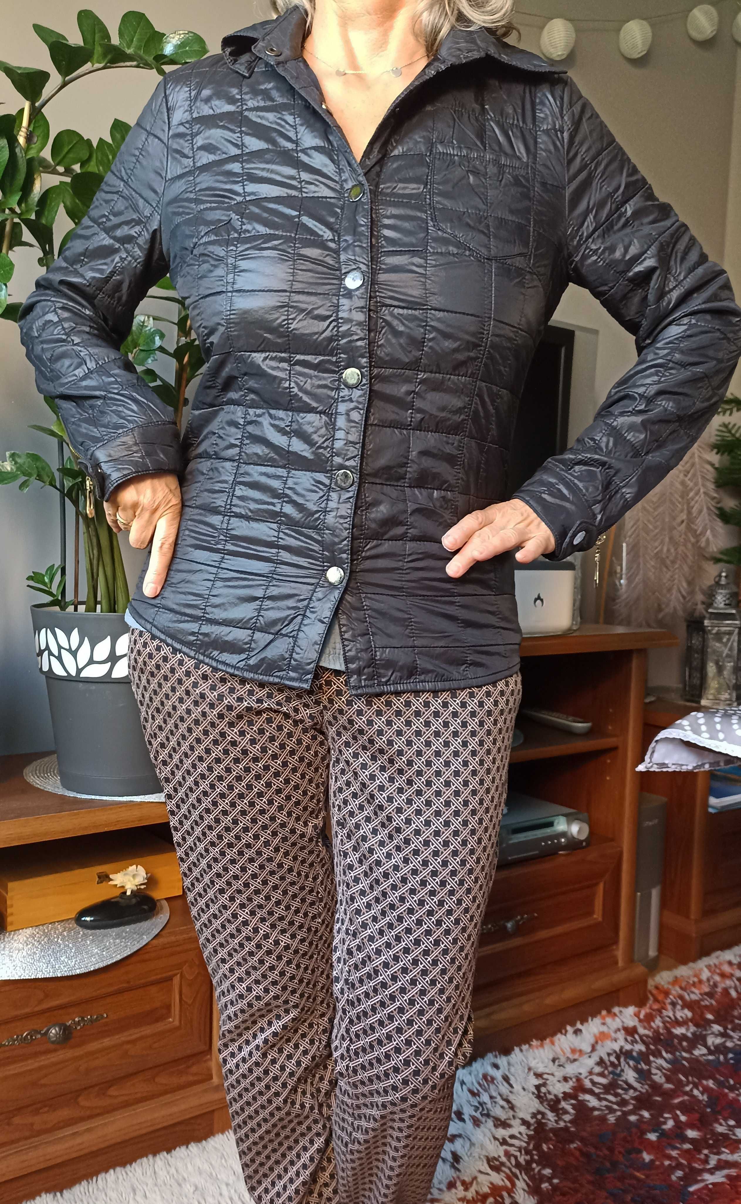 Damska kurtka koszulowa czarna na wiosnę/lato, Rose mithes, rzm. 36/38