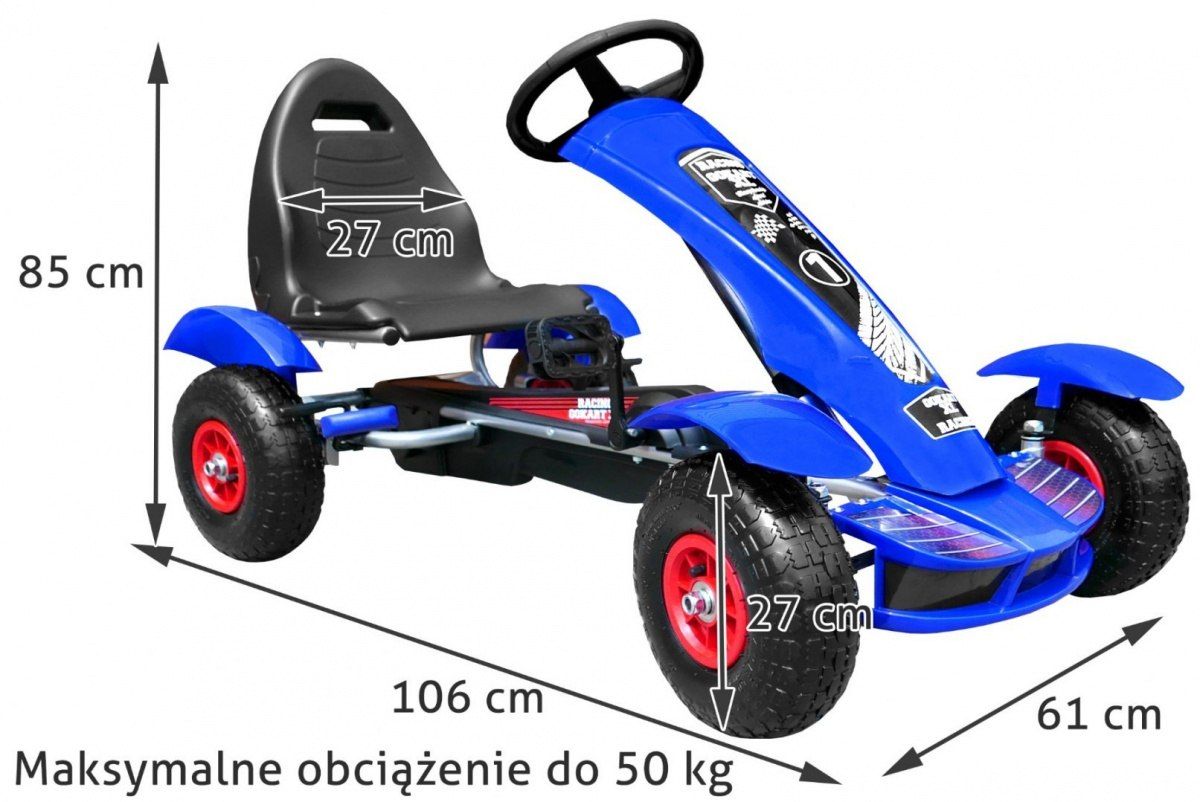 +Popowane koła +Max 50Kg Quad Gokart na pedały dla dzieci 3-8 lata