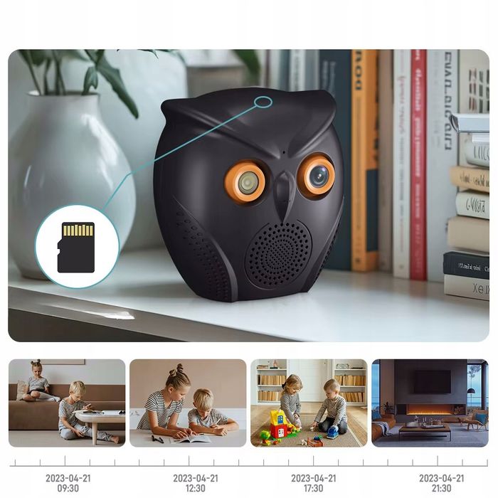 Kamera Sowa Głośnik Bluetooth Mini Szpiegowska Full Hd 1080P Wifi