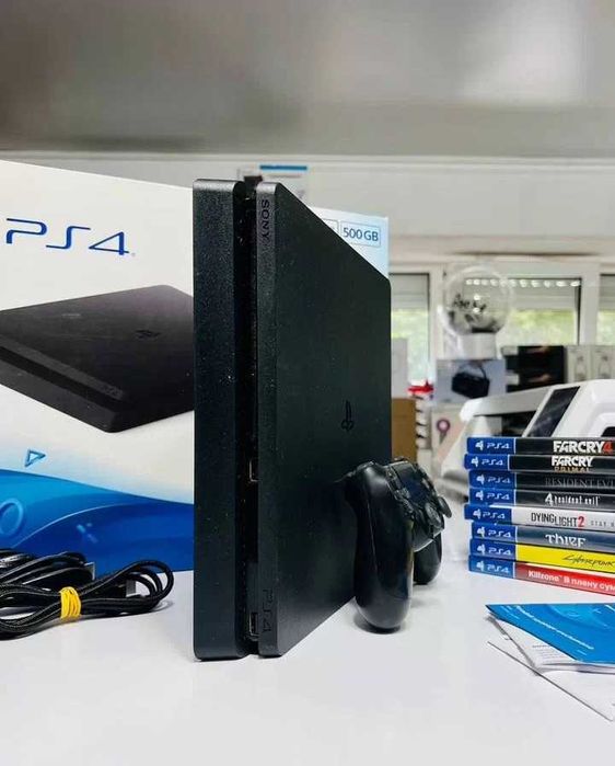 Приставка Playstation PS4 Slim 1TB | 10 Ігор | Гарантія | Наложка