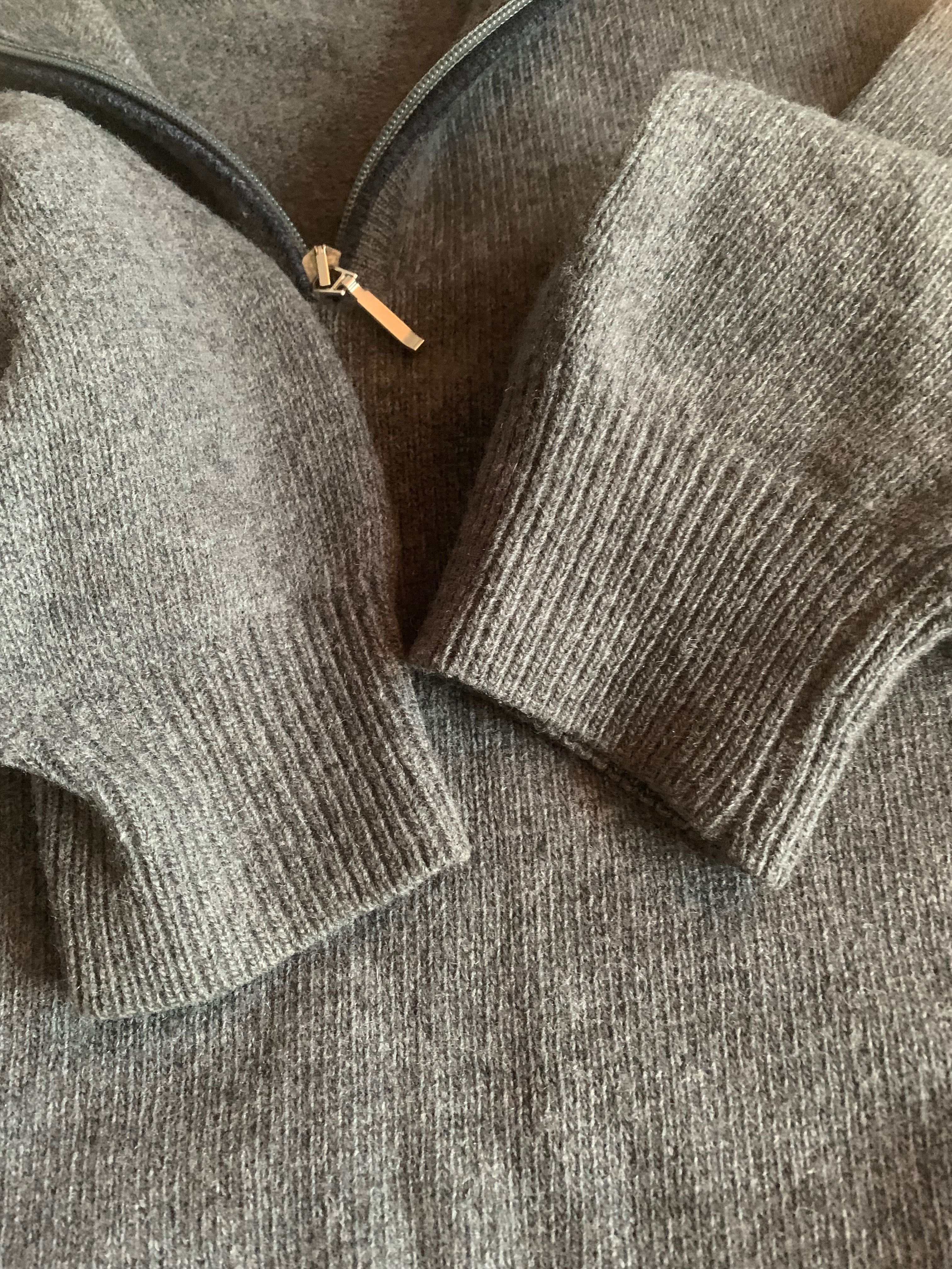 Męski szary sweter wełna XL