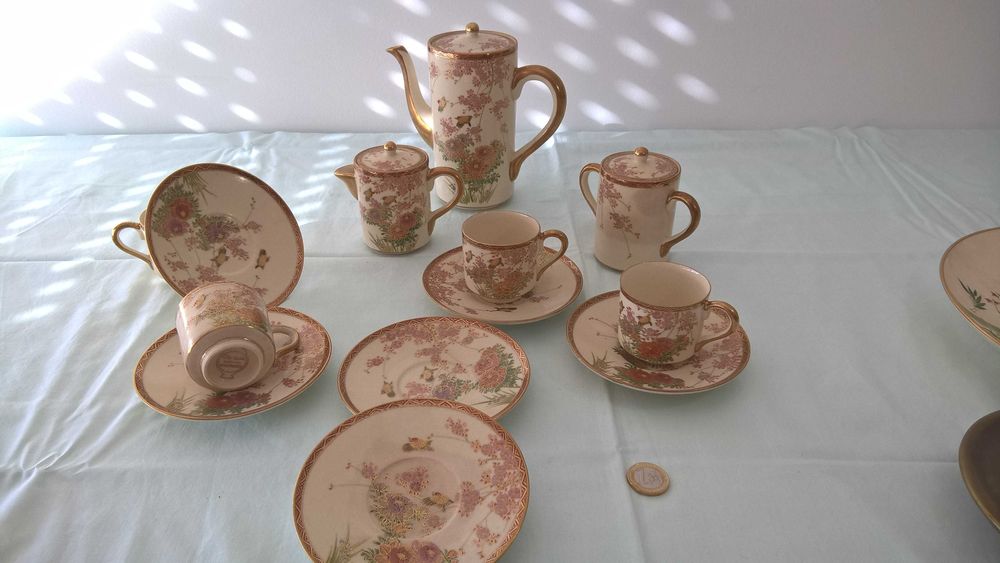 Serviço de chá estilo japonês pintado à mão (13 peças)