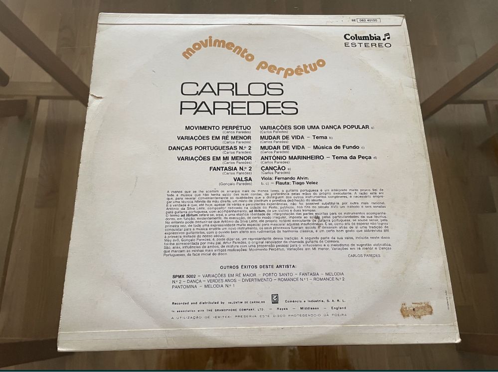 Carlos Paredes Guitarra Portuguesa e Movimento Perpétuo LP Vinil