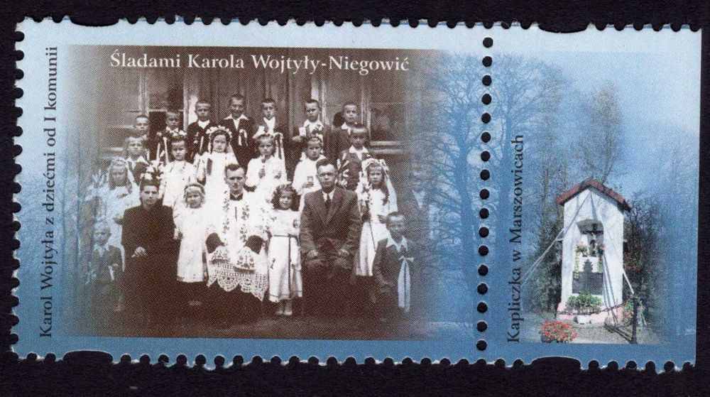 Znaczek przywieszka do Śladami K. Wojtyły Niegowić 4384 Polska 2011 **