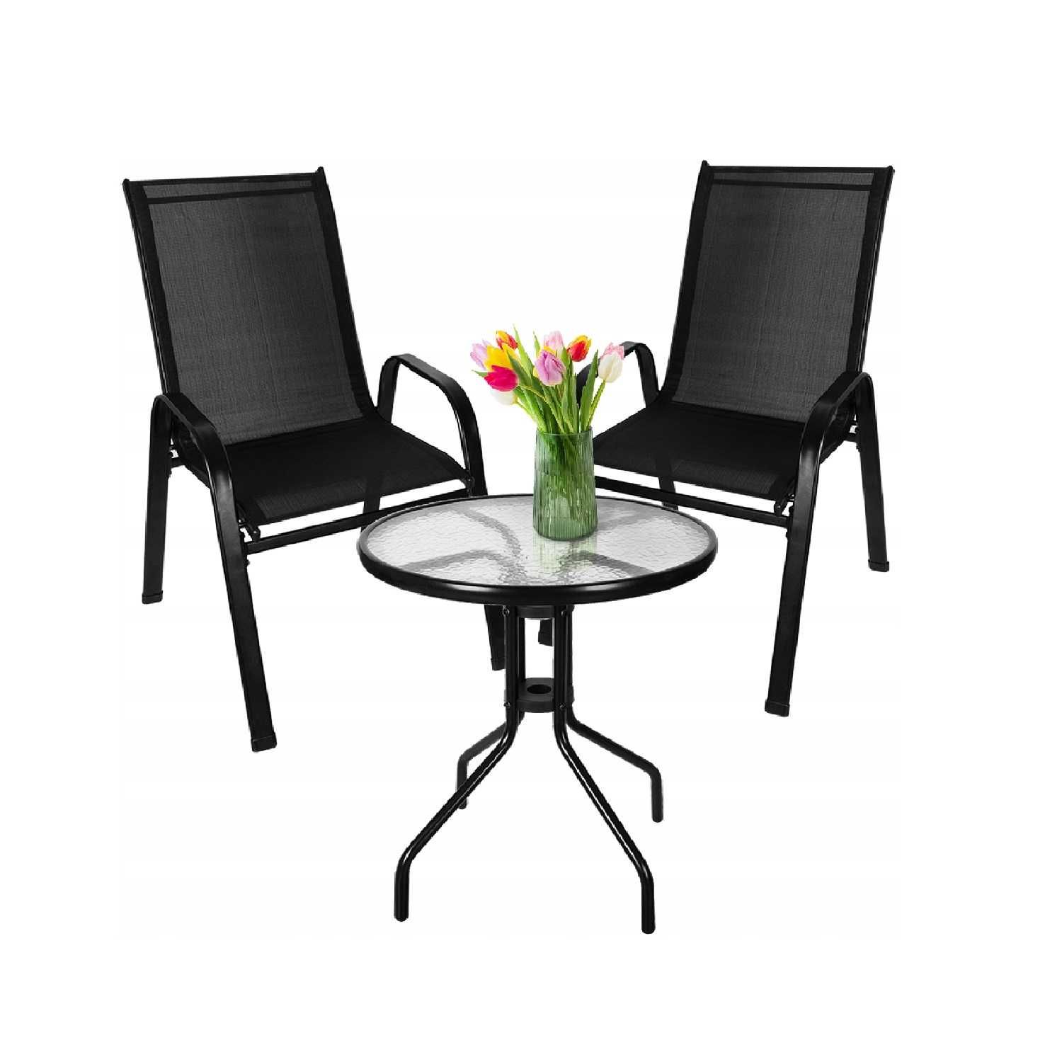 Zestaw mebli ogrodowych, stół i 2 krzesła komplet 3 el.