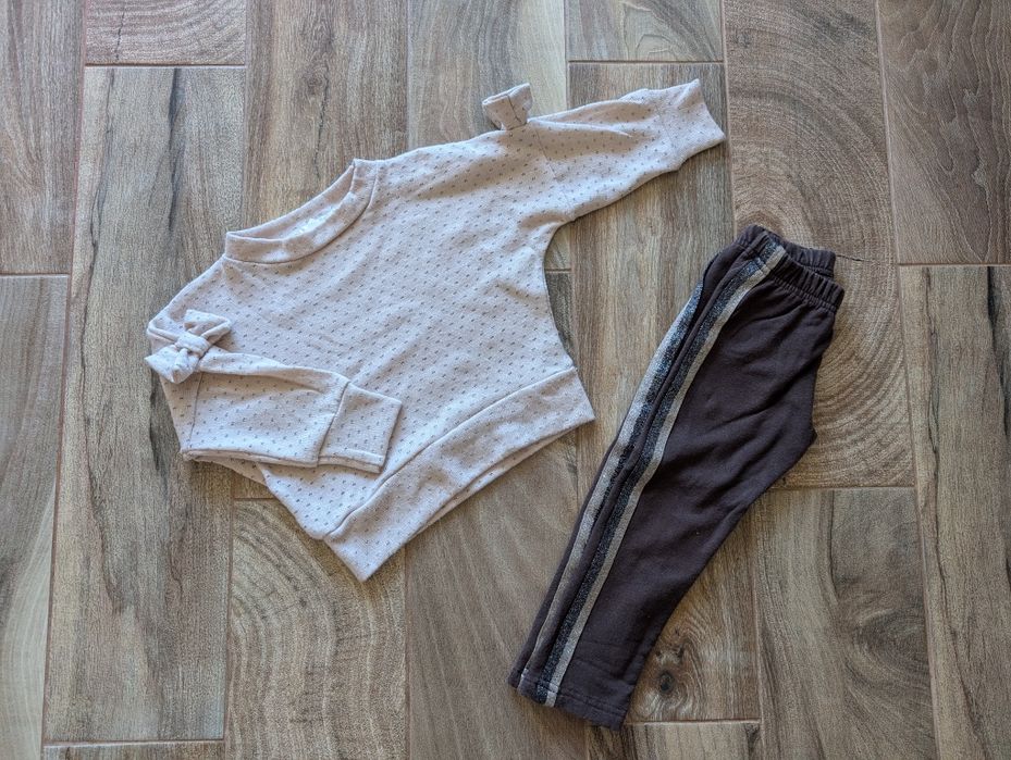 Zestaw dziewczęcy legginsy sweterek 86