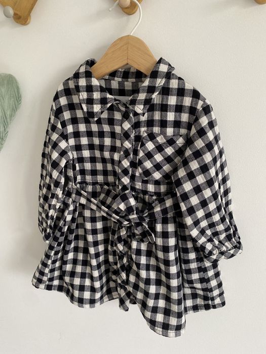 Sukienka zara 80 kratka biało czarna wiązanie