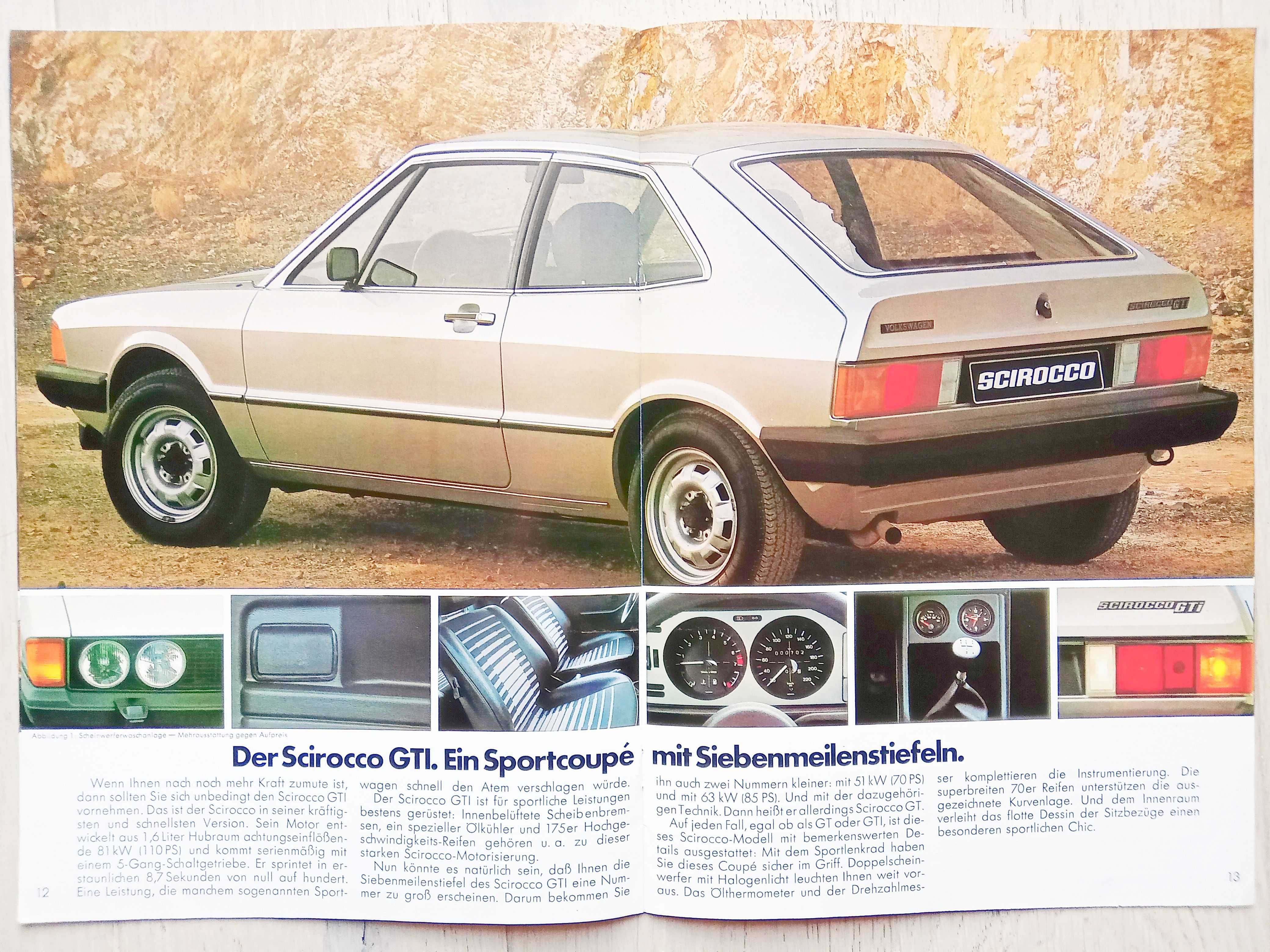 VW Volkswagen Scirocco Mk1 prospekt 1980 rok, 22 strony * RABATY 10% !