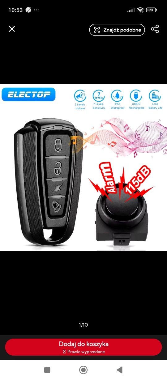 Alarm A2 rowerowy 115dB