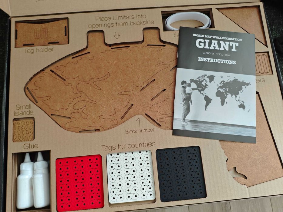 Wooden Amsterdam drewniana HDF mapa świata | 280 x 170 cm - ogromna