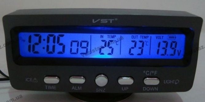 Автомобильные часы с термометром и вольтметром VST 7045V