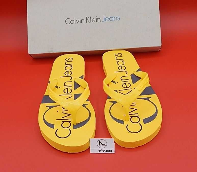 Klapki japonki damskie żółte Calvin Klein rozmiar 38 faktura