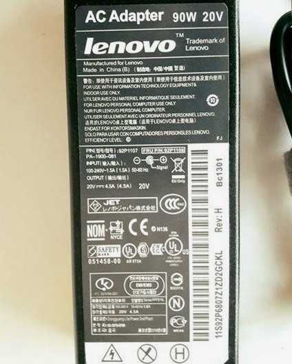 Блок Питания Зарядка для Ноутбука LENOVO 20v 4.5a 90W штекер7.9 на 5.5