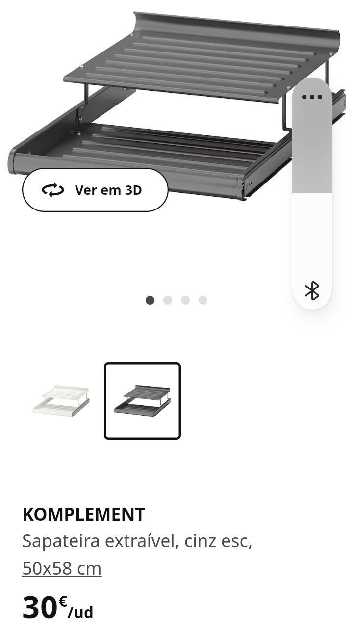 2 Sapateiras extraíveis e varões para roupeiro IKEA.