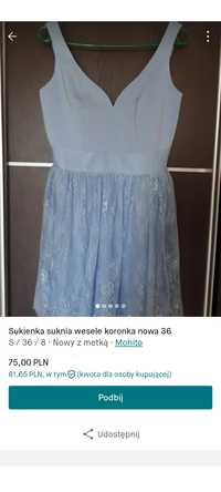 Nowa z metką sukienka ślub wesele studniówka balmohito rozmiar 36