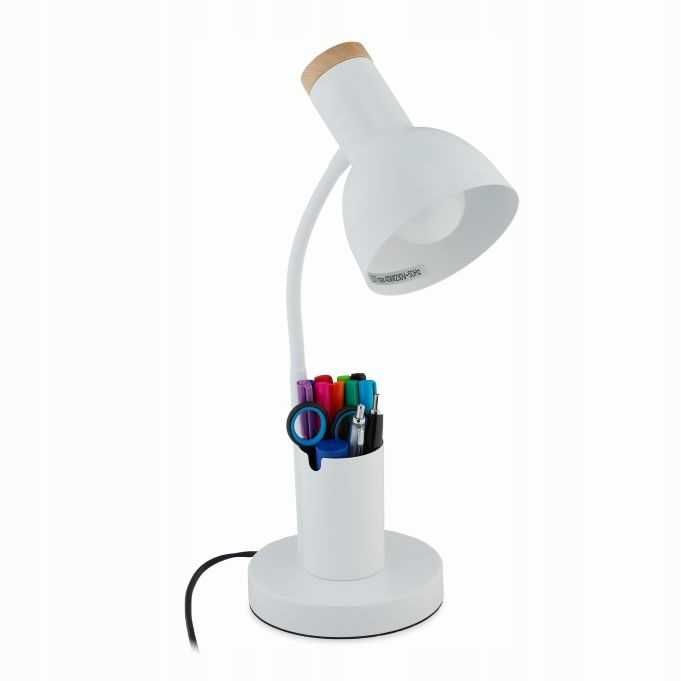 Biała Lampka na biurko z uchwytem na długopisy lampa Relaxdays