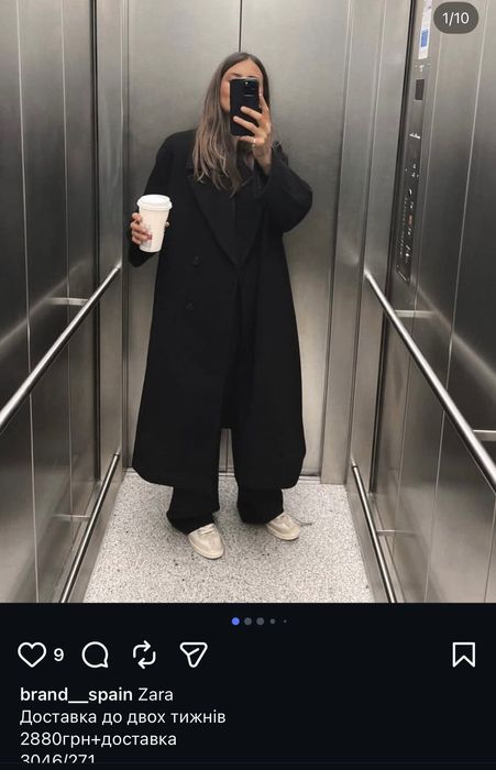 Пальто чорне Zara M, L