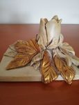 Porta-velas em cerâmica dourado